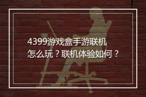4399游戏盒手游联机怎么玩?联机体验如何?