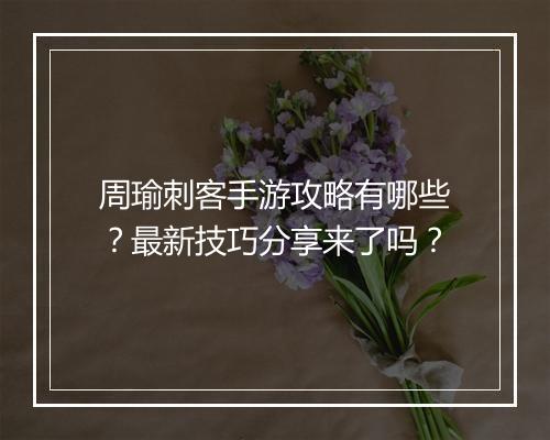 周瑜刺客手游攻略有哪些？最新技巧分享来了吗？