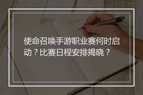 使命召唤手游职业赛何时启动？比赛日程安排揭晓？