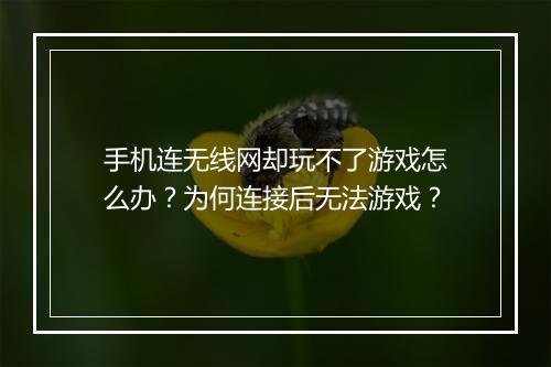 手机连无线网却玩不了游戏怎么办？为何连接后无法游戏？