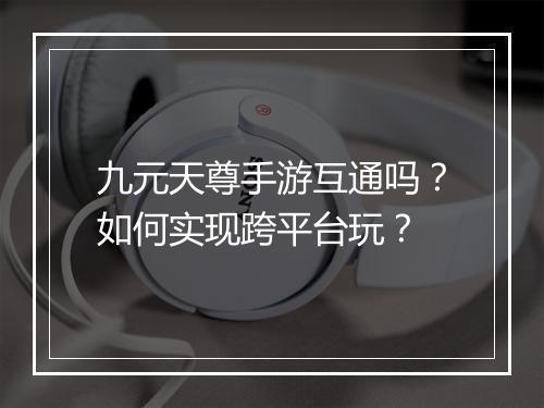 九元天尊手游互通吗?如何实现跨平台玩?