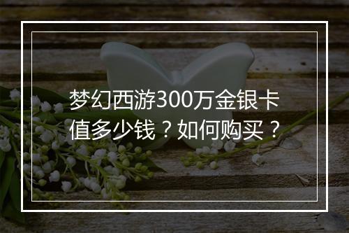 梦幻西游300万金银卡值多少钱？如何购买？