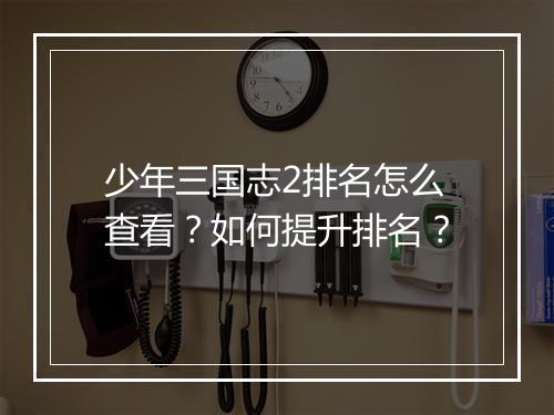 少年三国志2排名怎么查看？如何提升排名？