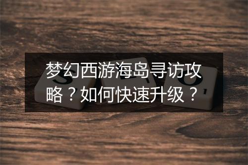 梦幻西游海岛寻访攻略？如何快速升级？