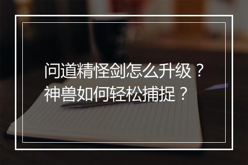 问道精怪剑怎么升级？神兽如何轻松捕捉？