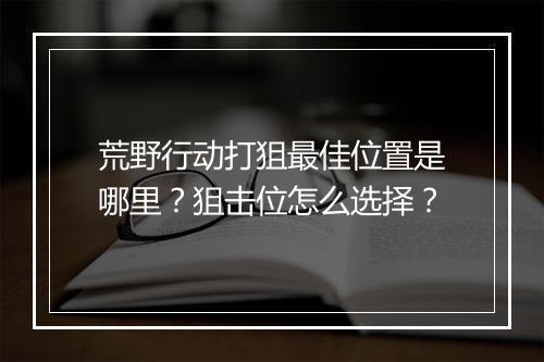 荒野行动打狙最佳位置是哪里?狙击位怎么选择?