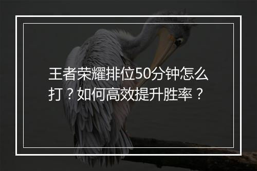 王者荣耀排位50分钟怎么打？如何高效提升胜率？