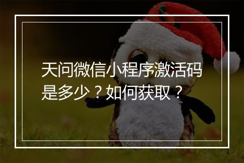 天问微信小程序激活码是多少？如何获取？