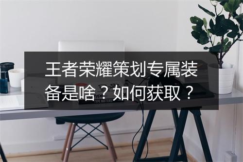 王者荣耀策划专属装备是啥？如何获取？