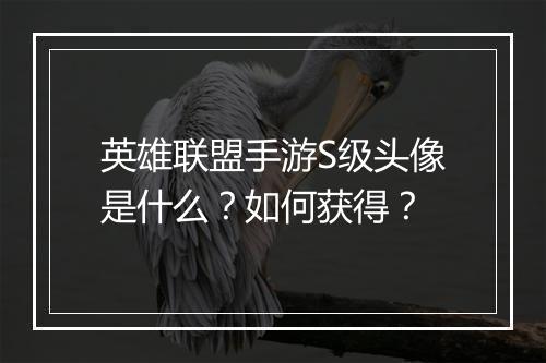 英雄联盟手游S级头像是什么？如何获得？