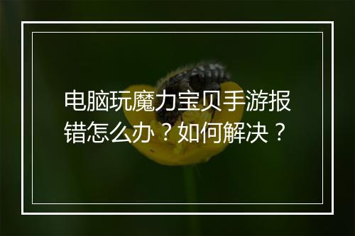 电脑玩魔力宝贝手游报错怎么办?如何解决?
