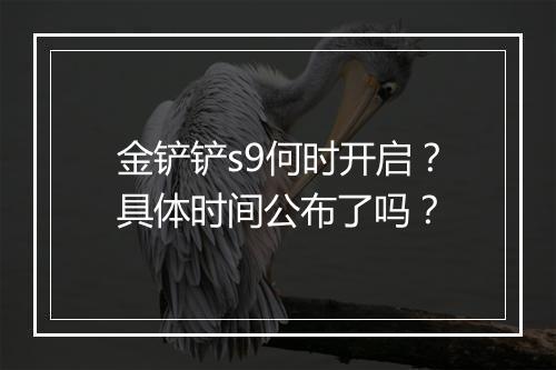 金铲铲s9何时开启？具体时间公布了吗？