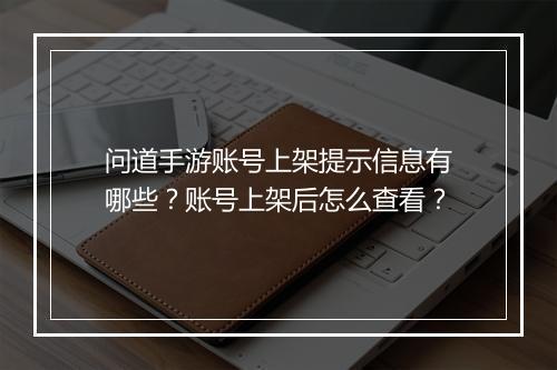 问道手游账号上架提示信息有哪些？账号上架后怎么查看？
