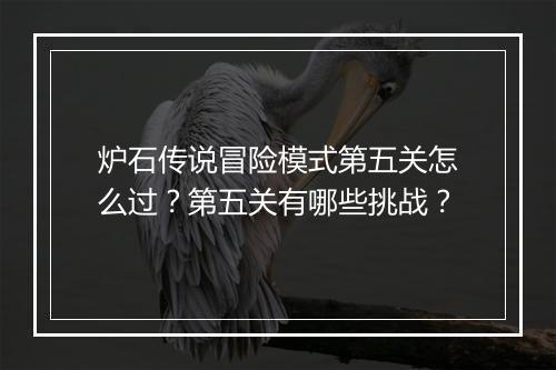 炉石传说冒险模式第五关怎么过？第五关有哪些挑战？