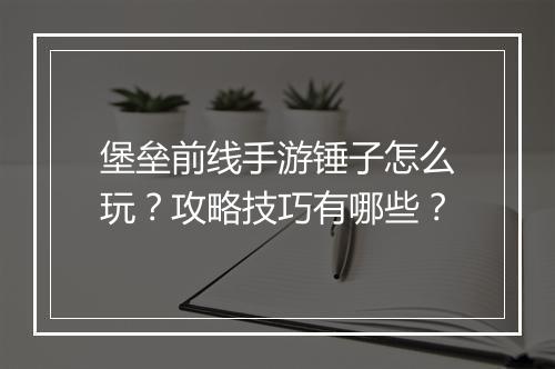 堡垒前线手游锤子怎么玩？攻略技巧有哪些？