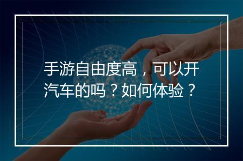 手游自由度高，可以开汽车的吗？如何体验？