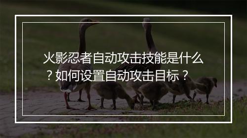 火影忍者自动攻击技能是什么？如何设置自动攻击目标？