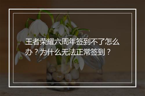 王者荣耀六周年签到不了怎么办？为什么无法正常签到？