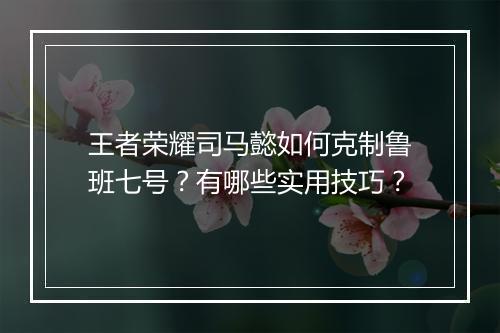 王者荣耀司马懿如何克制鲁班七号？有哪些实用技巧？