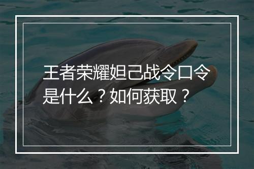 王者荣耀妲己战令口令是什么？如何获取？