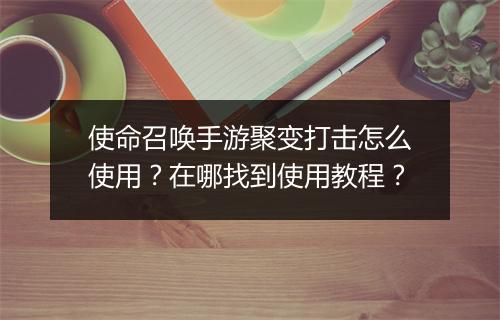 使命召唤手游聚变打击怎么使用？在哪找到使用教程？