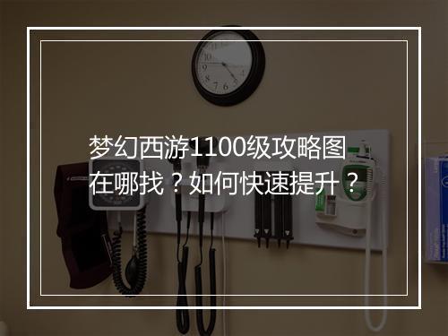 梦幻西游1100级攻略图在哪找？如何快速提升？