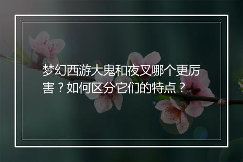 梦幻西游大鬼和夜叉哪个更厉害？如何区分它们的特点？