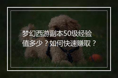 梦幻西游副本50级经验值多少？如何快速赚取？