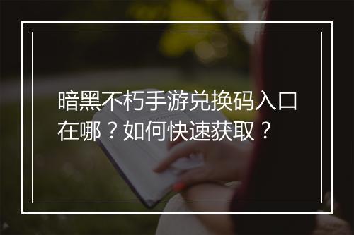 暗黑不朽手游兑换码入口在哪？如何快速获取？