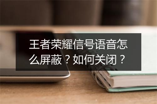 王者荣耀信号语音怎么屏蔽？如何关闭？