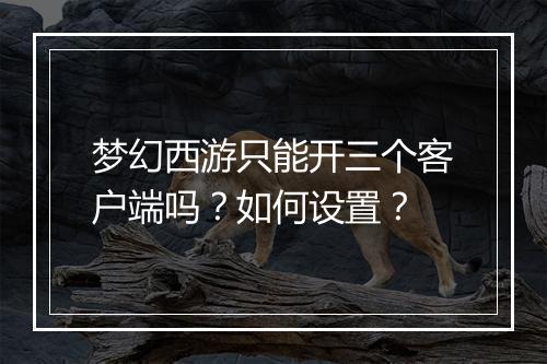 梦幻西游只能开三个客户端吗？如何设置？