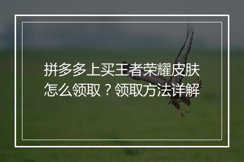 拼多多上买王者荣耀皮肤怎么领取?领取方法详解