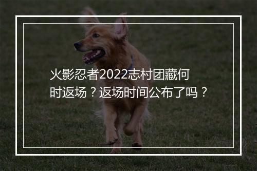 火影忍者2022志村团藏何时返场？返场时间公布了吗？