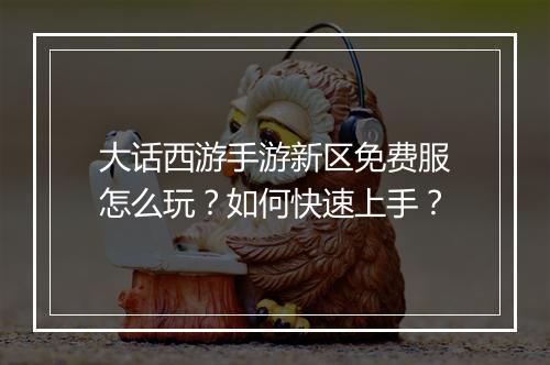 大话西游手游新区免费服怎么玩?如何快速上手?