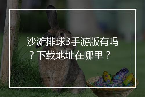 沙滩排球3手游版有吗？下载地址在哪里？