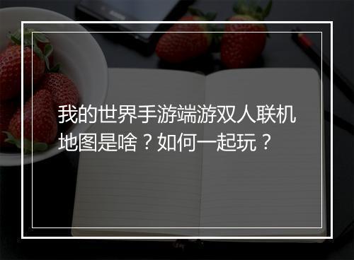我的世界手游端游双人联机地图是啥？如何一起玩？