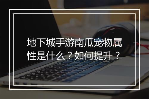 地下城手游南瓜宠物属性是什么？如何提升？