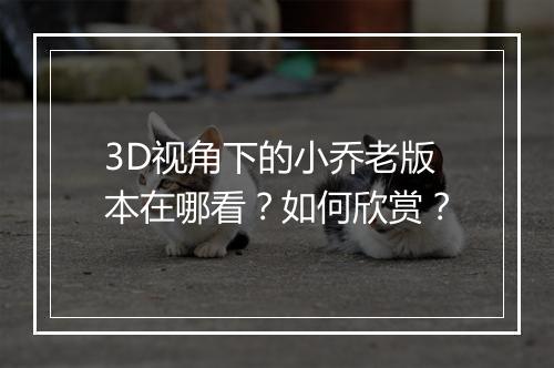 3D视角下的小乔老版本在哪看？如何欣赏？