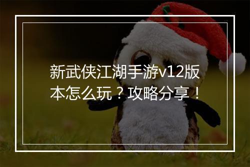 新武侠江湖手游v12版本怎么玩？攻略分享！