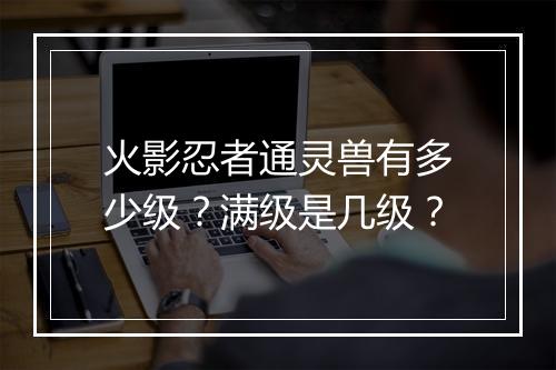 火影忍者通灵兽有多少级?满级是几级?