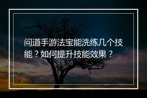 问道手游法宝能洗练几个技能?如何提升技能效果?