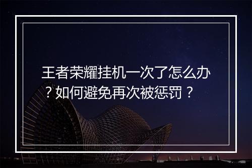 王者荣耀挂机一次了怎么办?如何避免再次被惩罚?