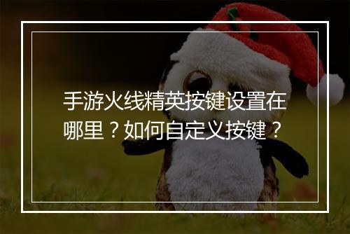手游火线精英按键设置在哪里?如何自定义按键?