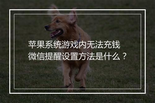 苹果系统游戏内无法充钱 微信提醒设置方法是什么？