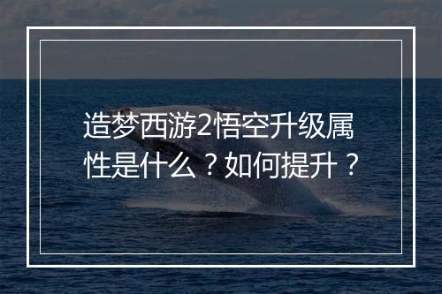 造梦西游2悟空升级属性是什么?如何提升?