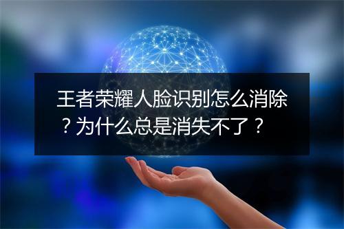 王者荣耀人脸识别怎么消除?为什么总是消失不了?