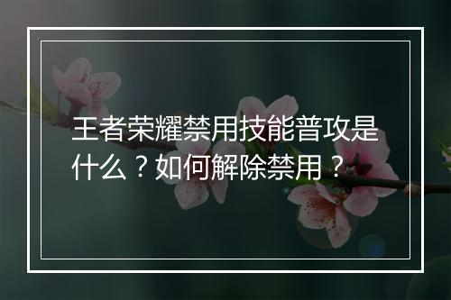 王者荣耀禁用技能普攻是什么?如何解除禁用?