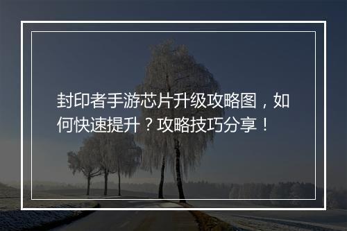 封印者手游芯片升级攻略图,如何快速提升?攻略技巧分享!
