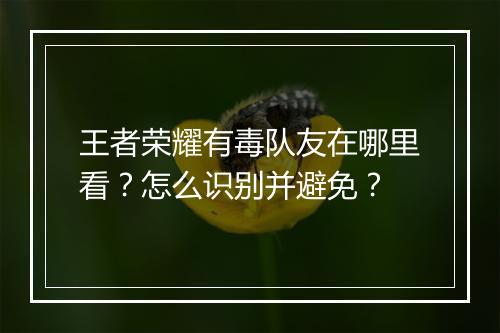 王者荣耀有毒队友在哪里看?怎么识别并避免?