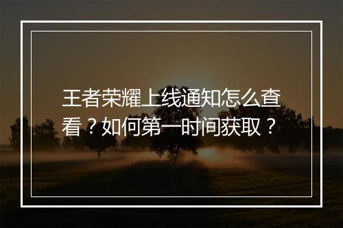 王者荣耀上线通知怎么查看?如何第一时间获取?